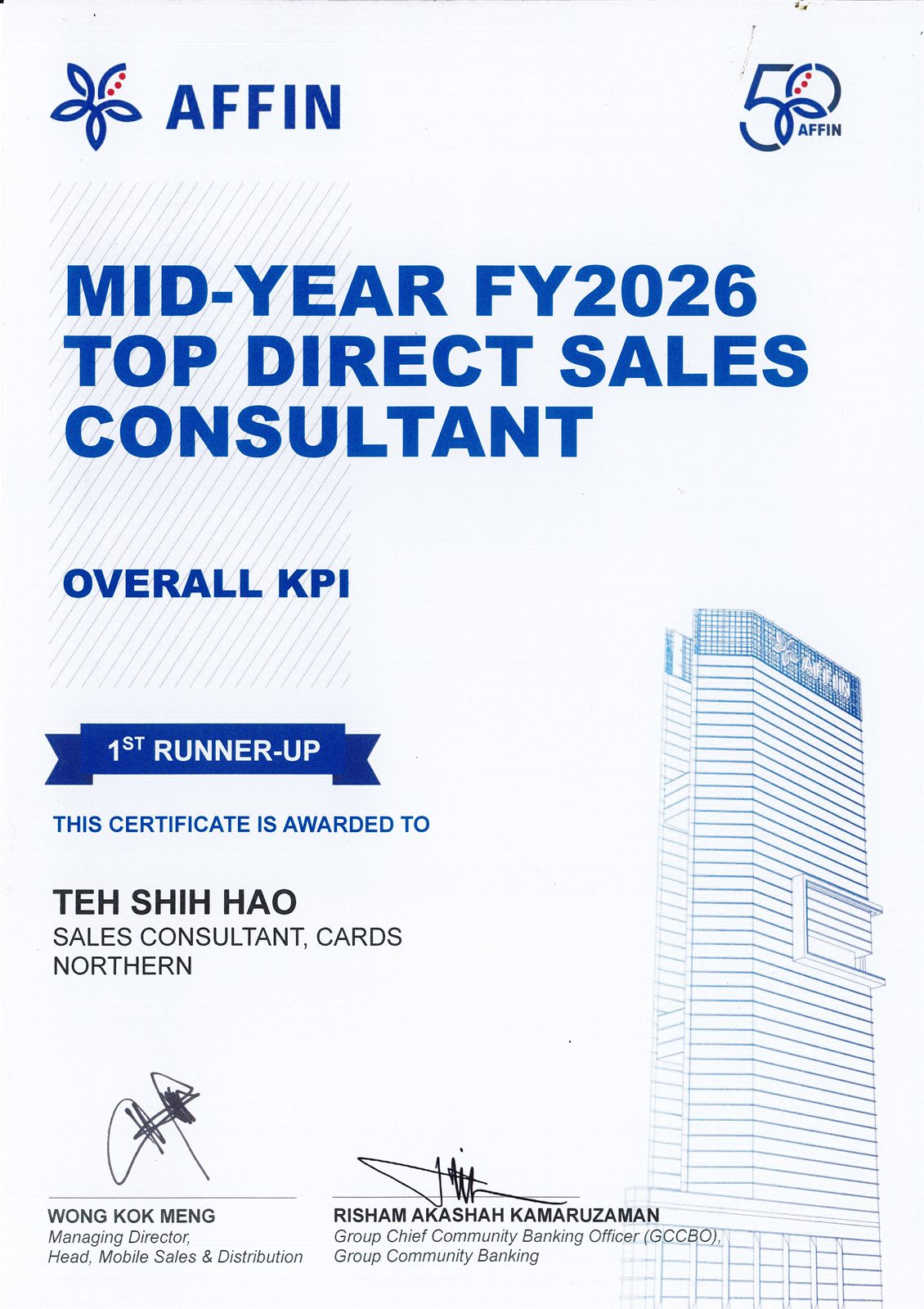 Overall KPI — 1st Runner-Up, AFFIN Group · Mid-Year FY2026