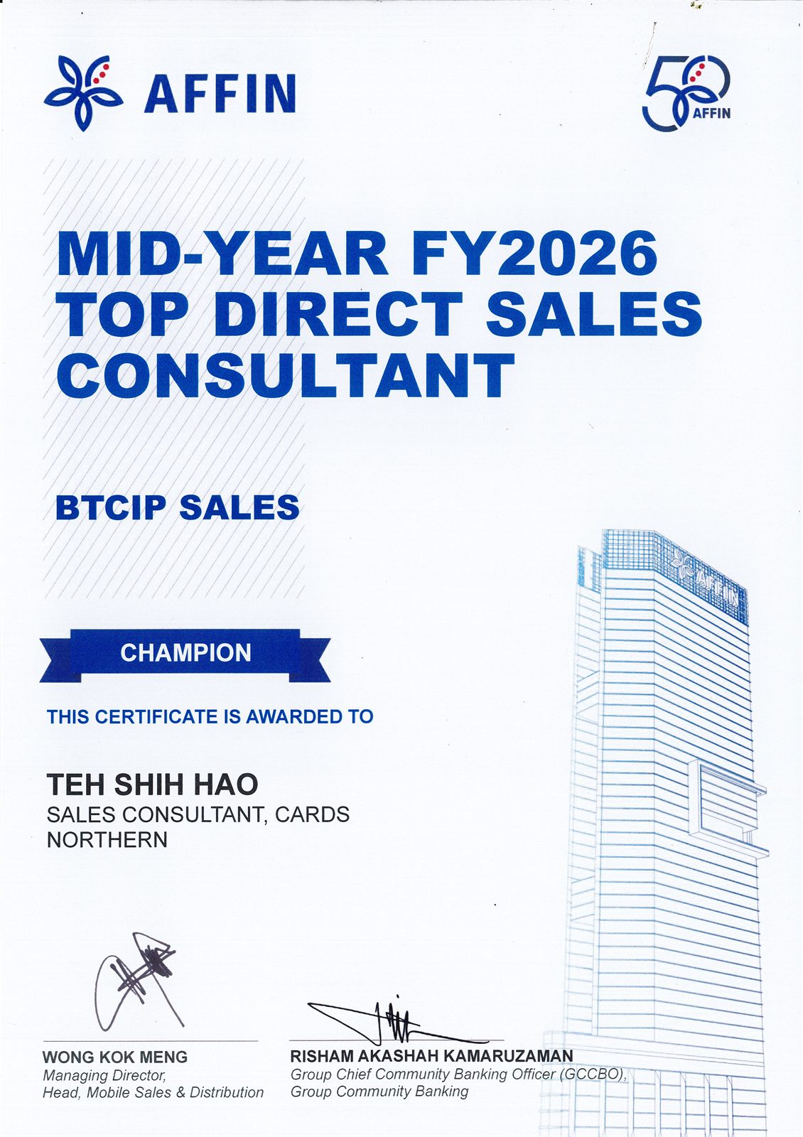 BTCIP Sales — Champion, AFFIN Group · Mid-Year FY2026