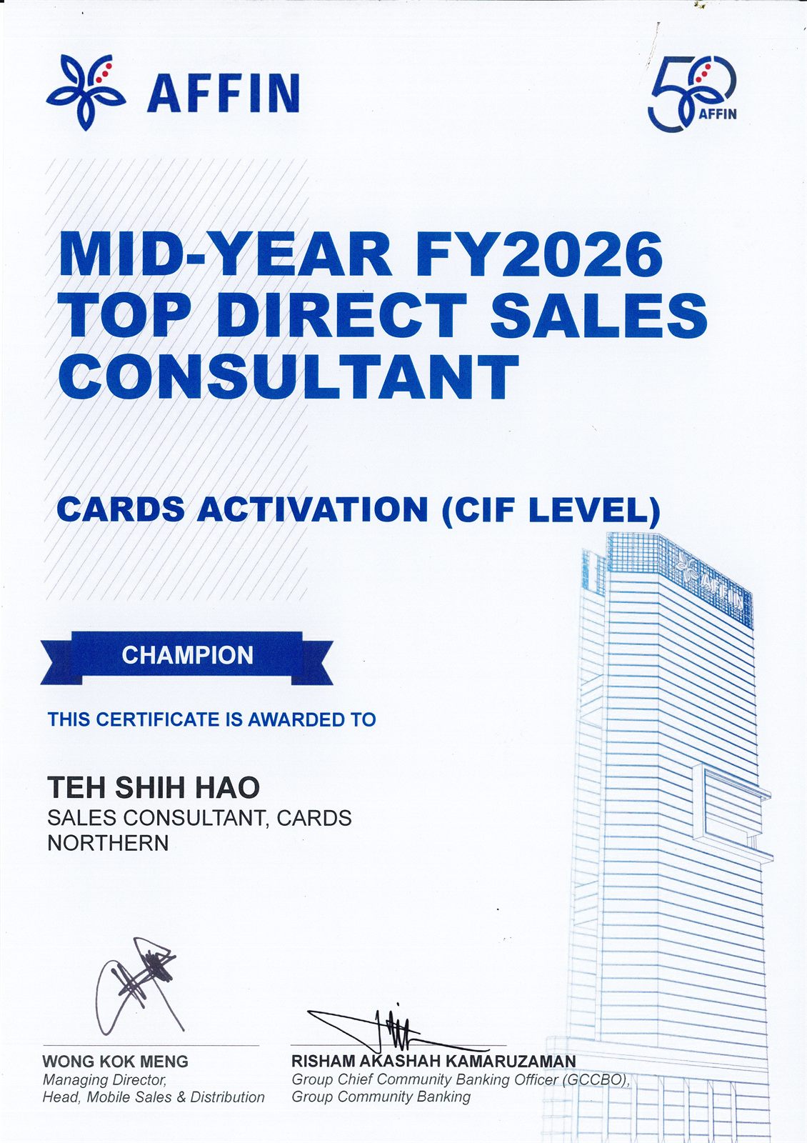 Cards Activation — Champion, AFFIN Group · Mid-Year FY2026